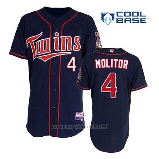 Maglia Baseball Uomo Minnesota Twins Paul Molitor 4 Blu Blu Alterner 1ªCool Base